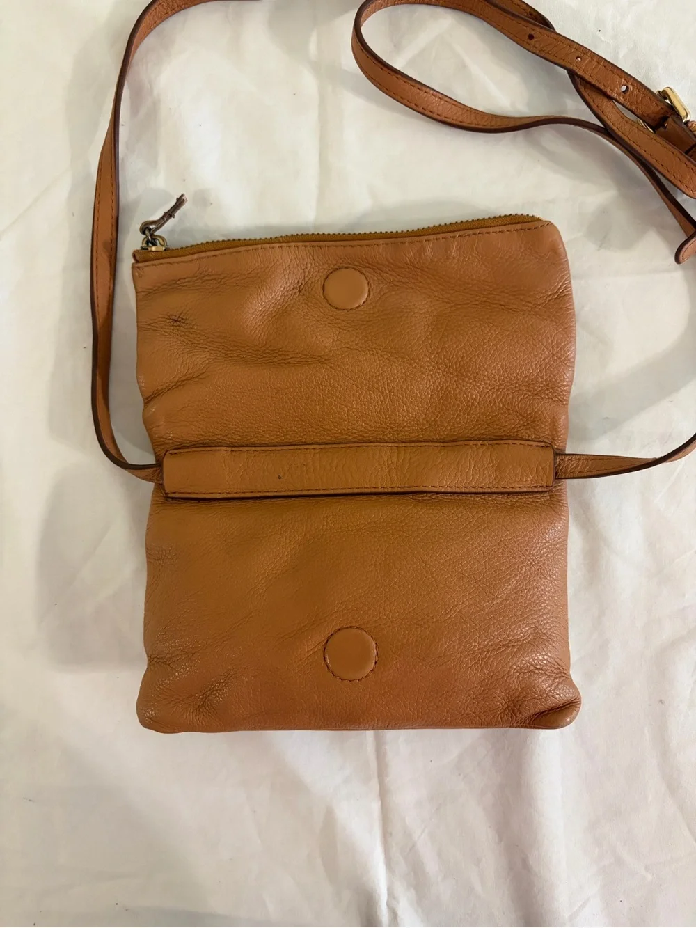 Tory Burch Tan Crossbody Bag with Embossed Logo